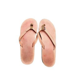 Rainbow Leather Thong Pink Flip Flops Size 5 1/2 EUC